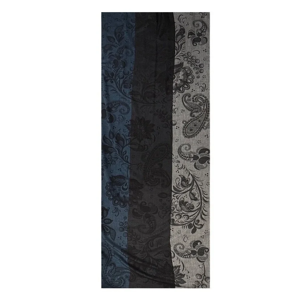 West Loop Scarf Fringe Paisley Floral Long Blue‎ Grey Black Pashmina Wrap